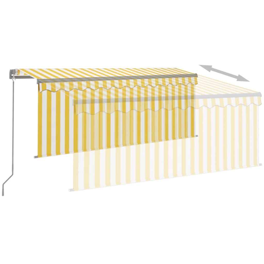 vidaXL Auvent manuel rétractable avec store LED 3x2,5 m Jaune et blanc