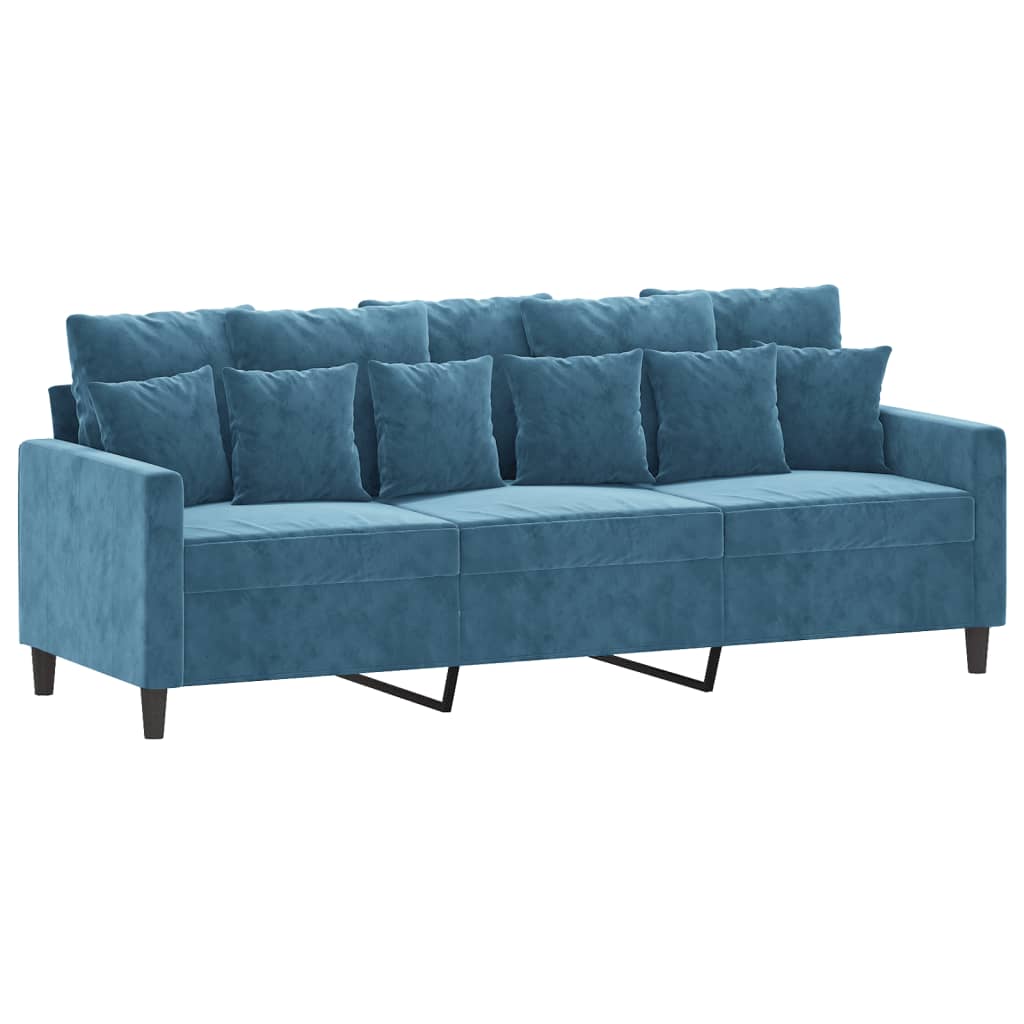 vidaXL Canapé à 3 places Bleu 180 cm Velours