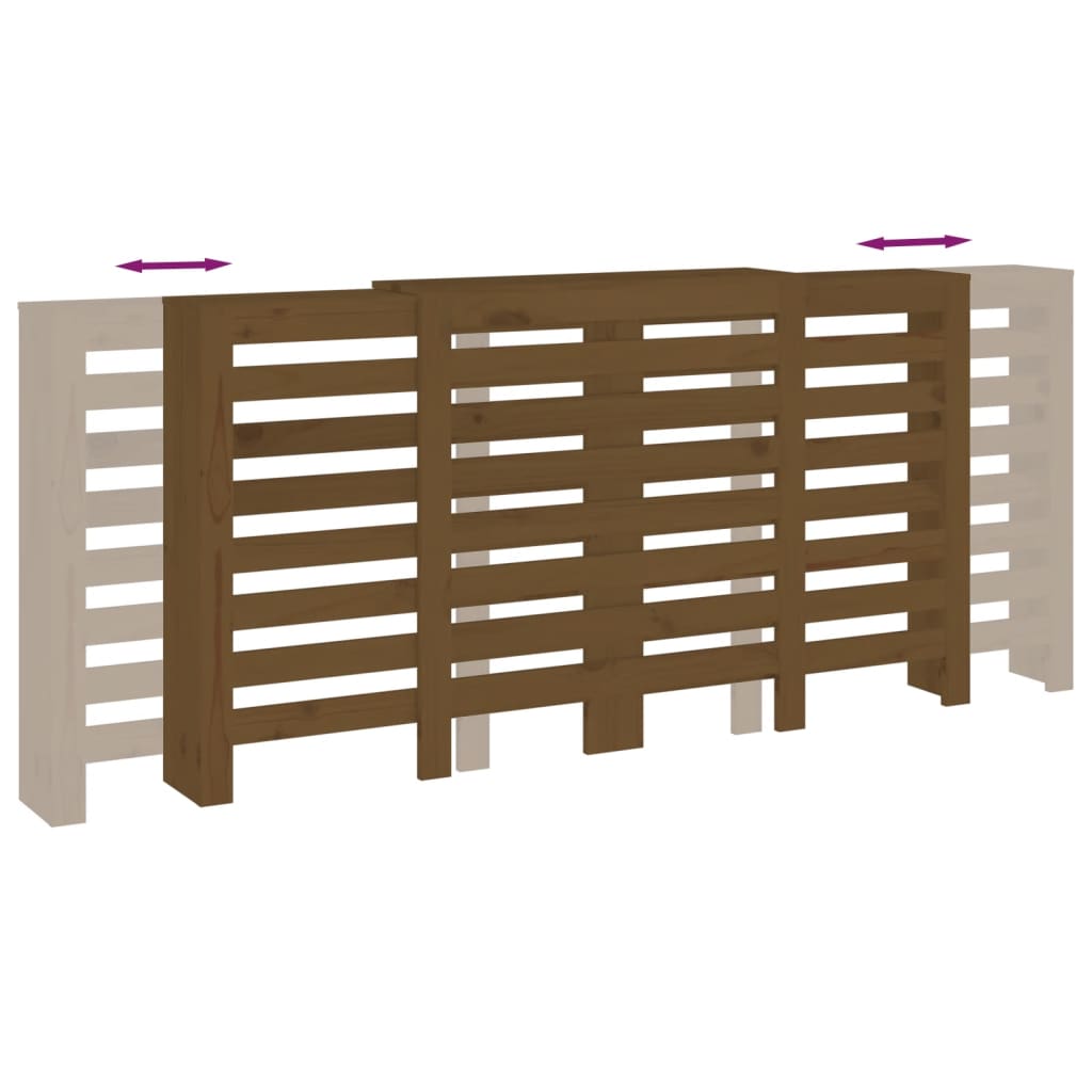 vidaXL Cache-radiateur Marron miel 210x21x85 cm Bois massif de pin