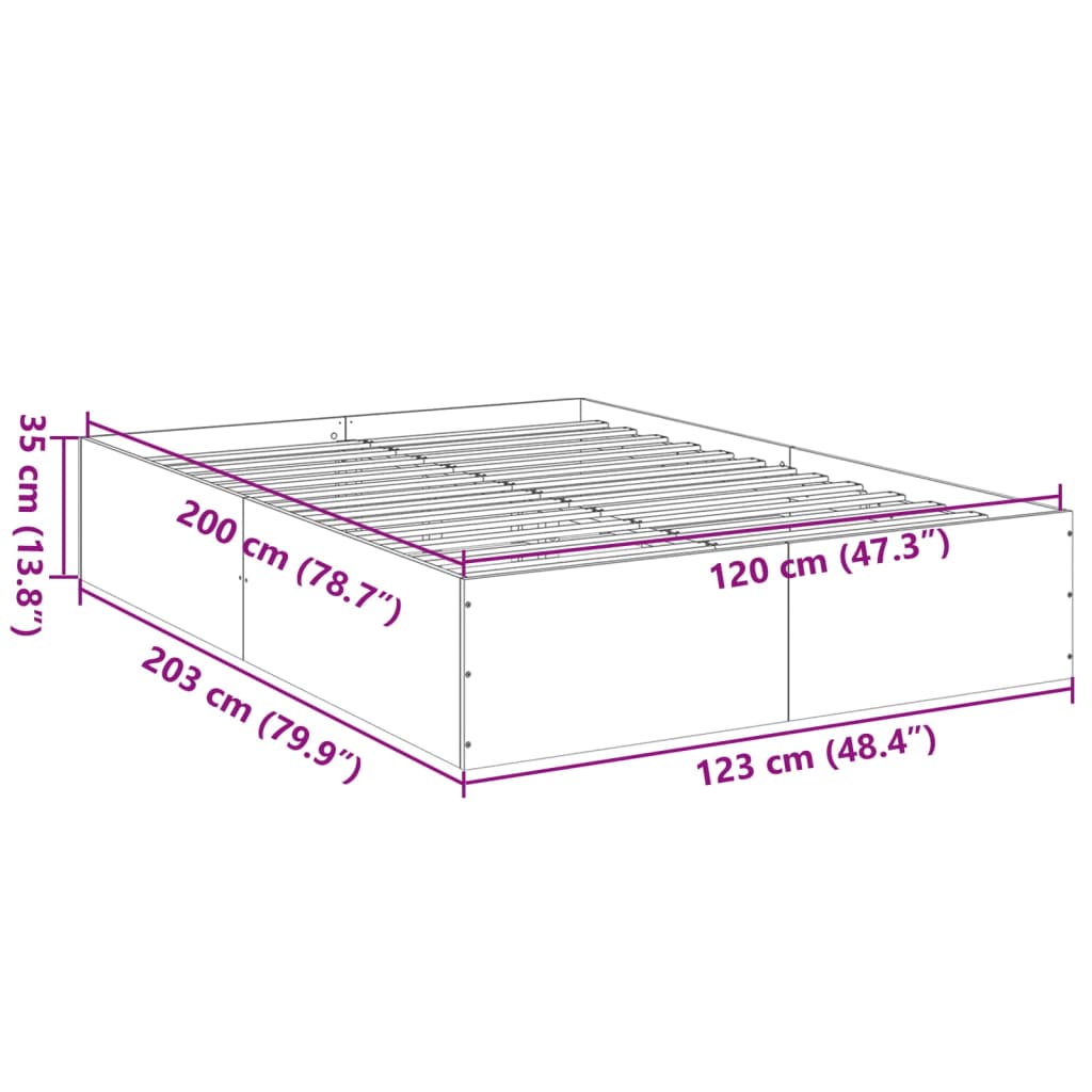 vidaXL Cadre de lit sans matelas chêne marron 120x200 cm