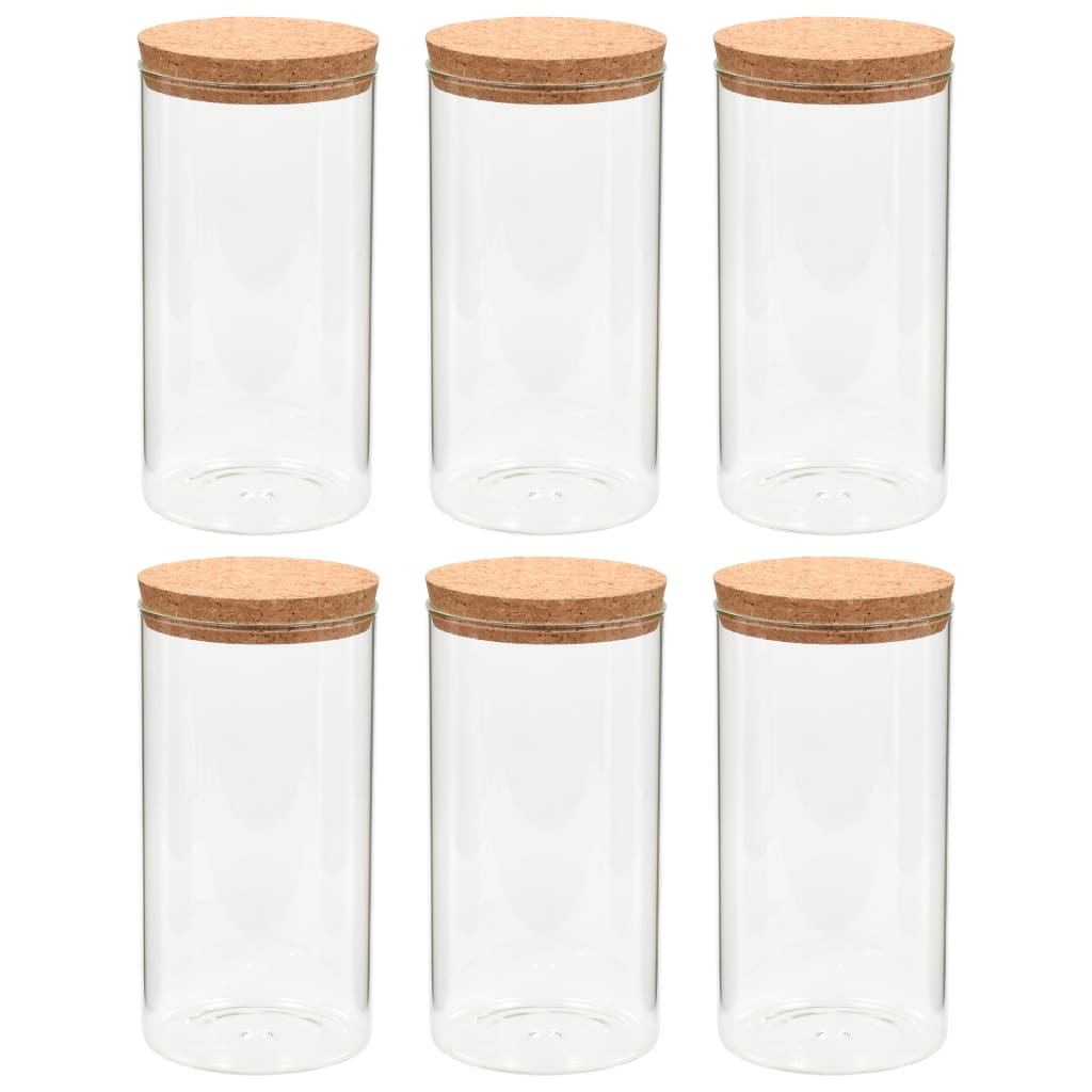 vidaXL 6pcs Pots de conservation en verre et couvercle en liège 1400ml