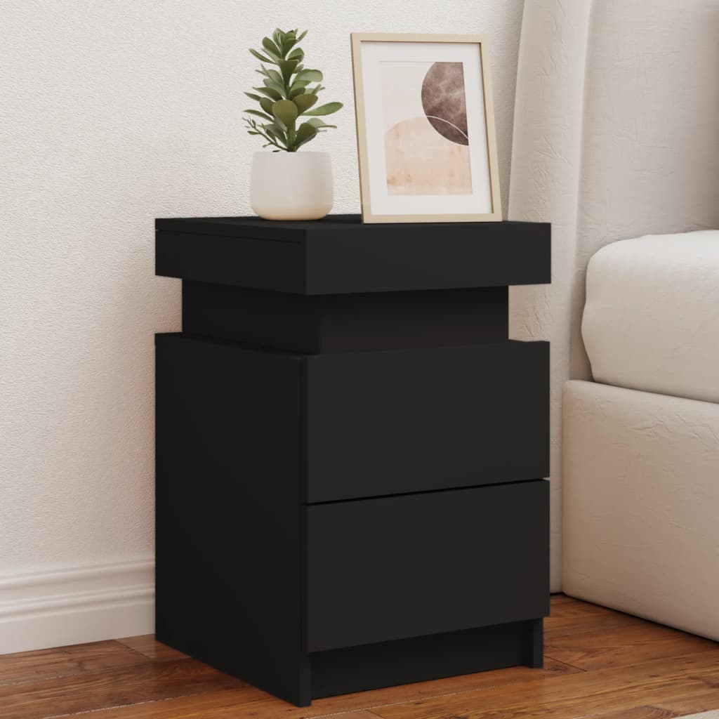 vidaXL Table de chevet avec lumières LED noir 35x39x55 cm