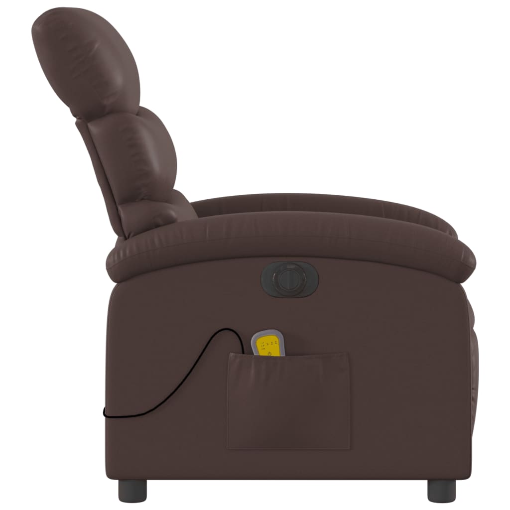 vidaXL Fauteuil de massage inclinable électrique marron similicuir