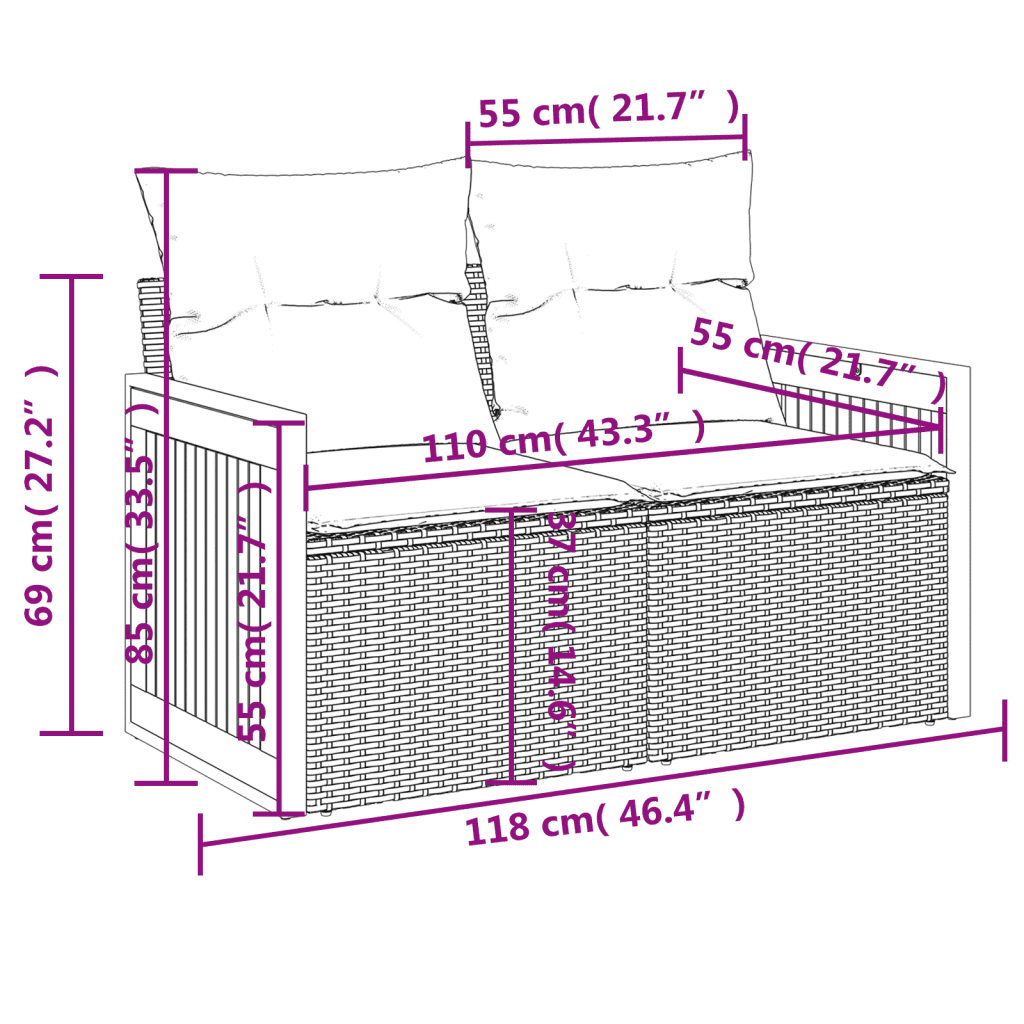 vidaXL Salon de jardin 5 pcs avec coussins noir résine tressée