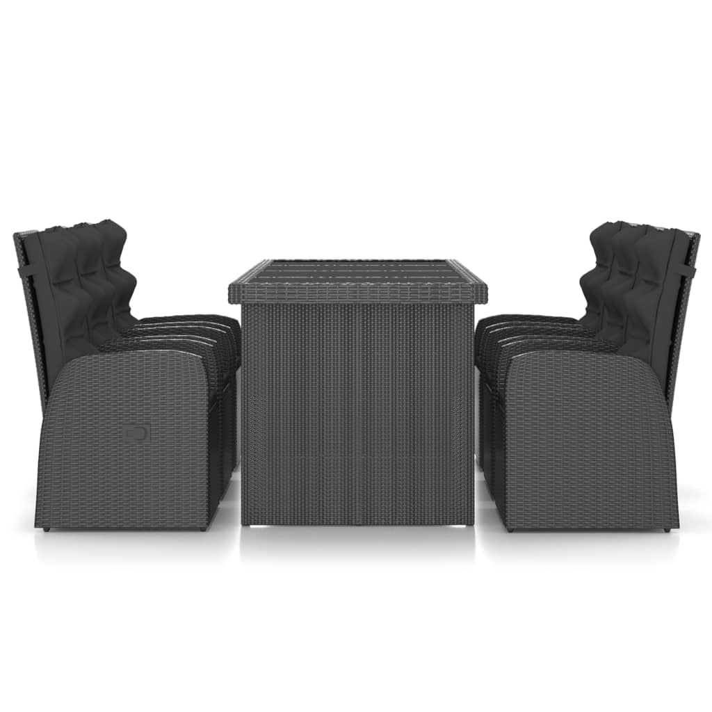 vidaXL Salon de jardin 7 pcs avec coussins résine tressée noir