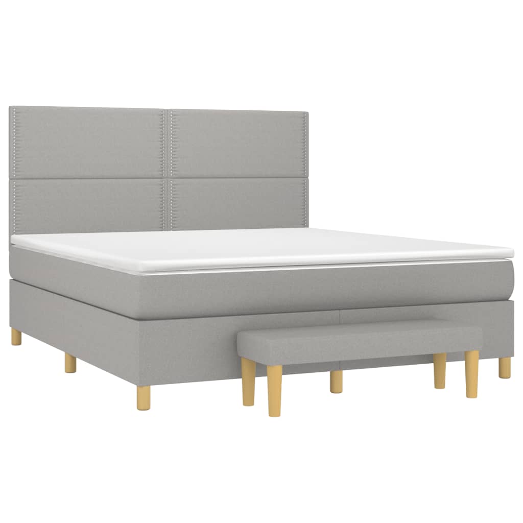 vidaXL Sommier à lattes de lit avec matelas Gris clair 180x200cm Tissu