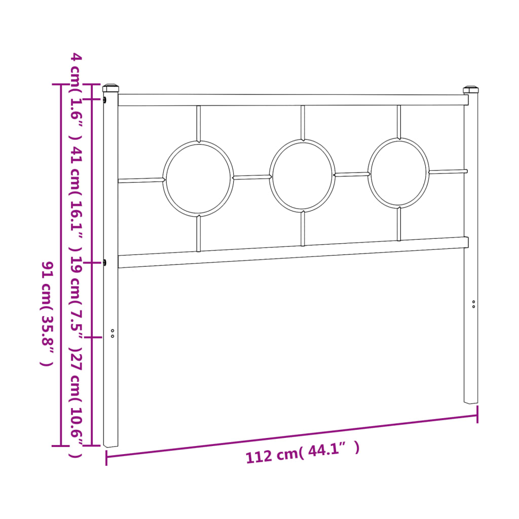 vidaXL Tête de lit métal noir 107 cm