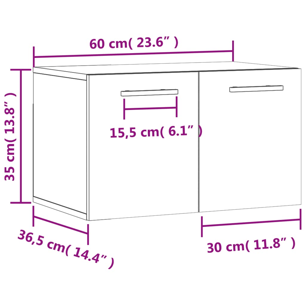 vidaXL Armoire murale Blanc brillant 60x36,5x35 cm Bois d'ingénierie