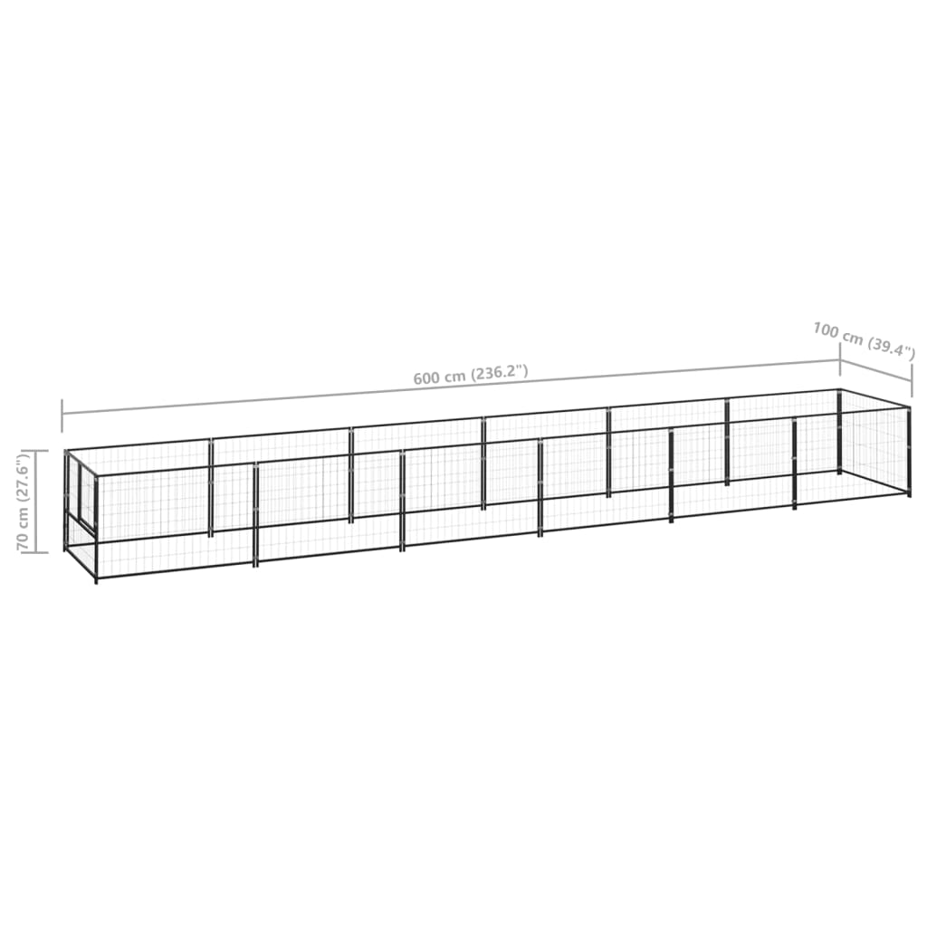 vidaXL Chenil Noir 6 m² Acier