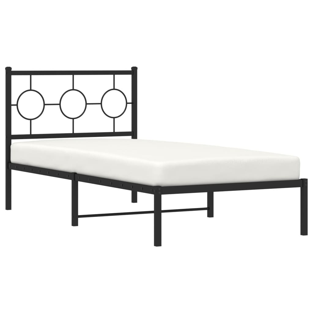 vidaXL Cadre de lit métal sans matelas avec tête de lit noir 90x190 cm