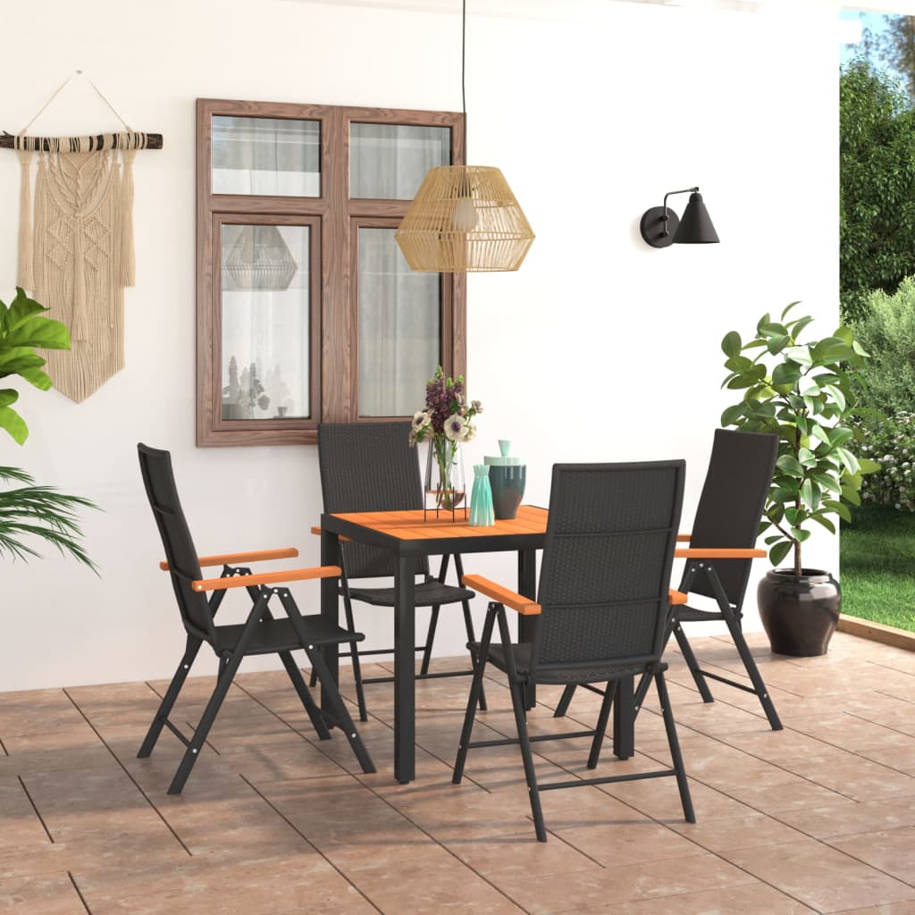 vidaXL Ensemble à manger de jardin 5 pcs noir et marron