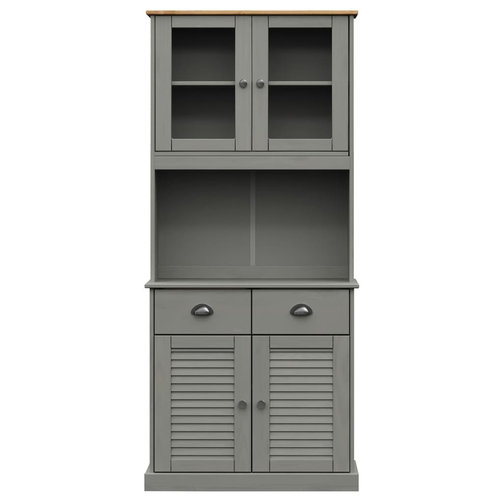 vidaXL Buffet haut VIGO gris 78x40x175 cm bois massif de pin