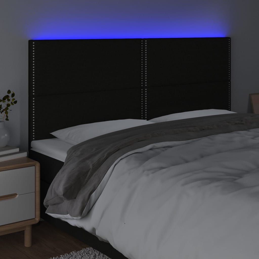 vidaXL Tête de lit à LED Noir 180x5x118/128 cm Tissu