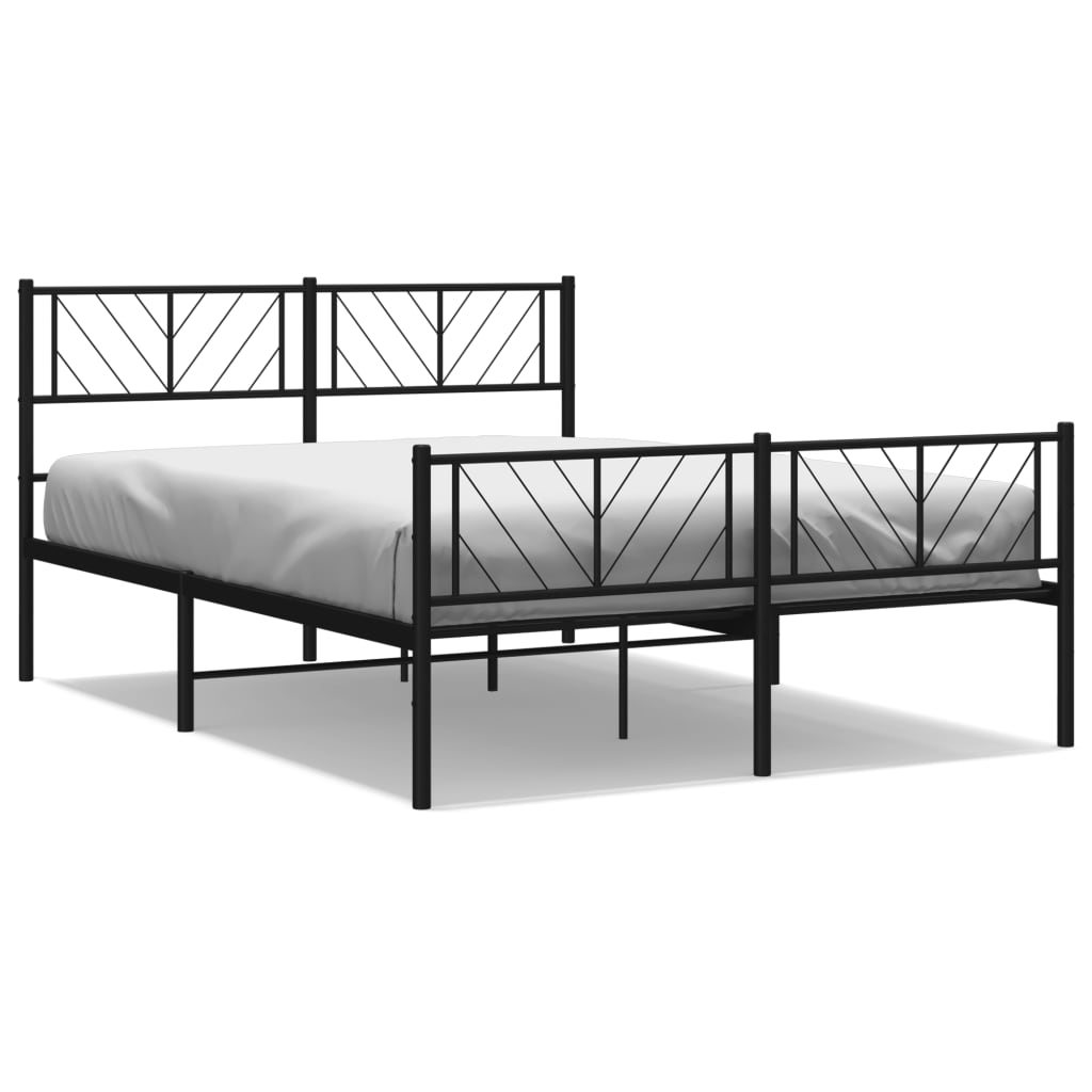 vidaXL Cadre de lit métal sans matelas avec pied de lit noir 120x200cm