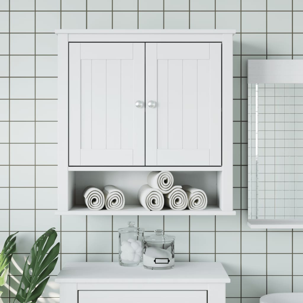 vidaXL Armoire murale de salle de bain BERG blanc bois massif