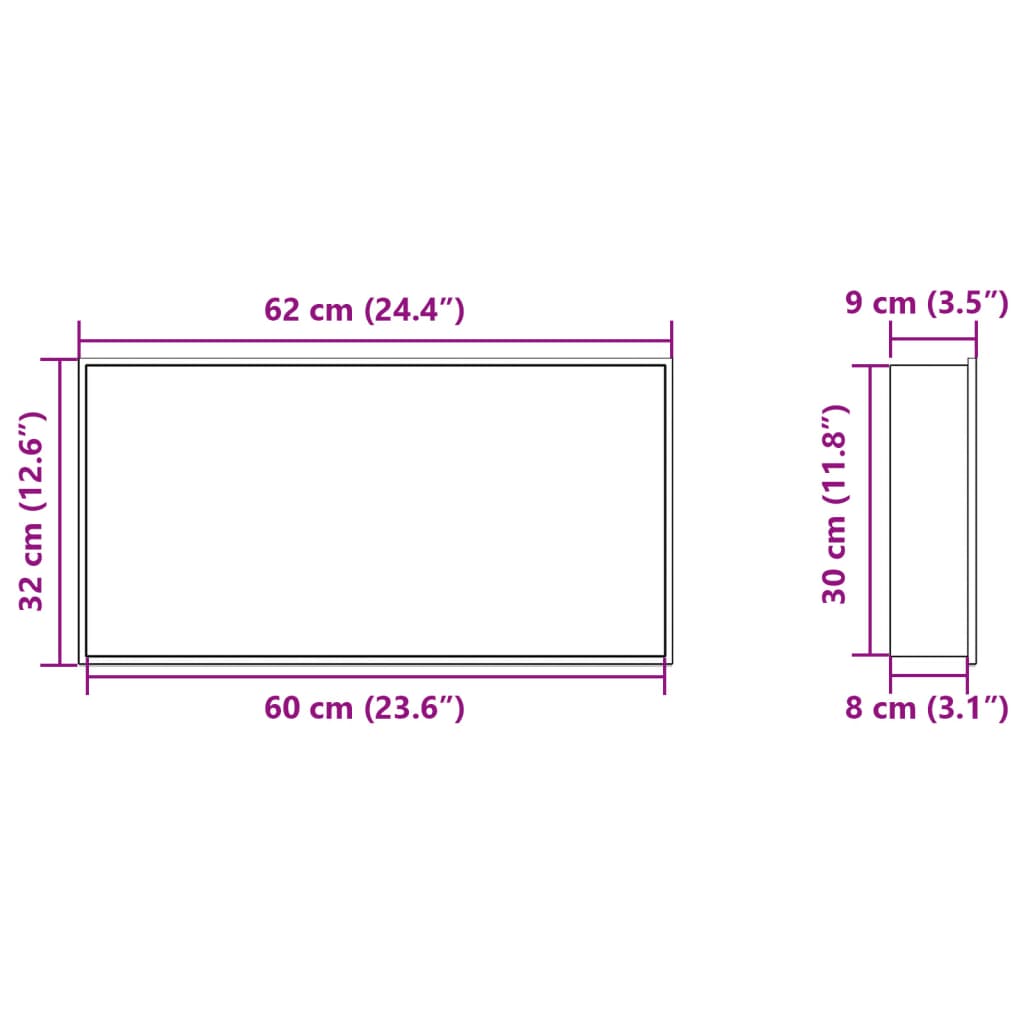 vidaXL Niche de douche doré brossé 62x32x9 cm acier inoxydable