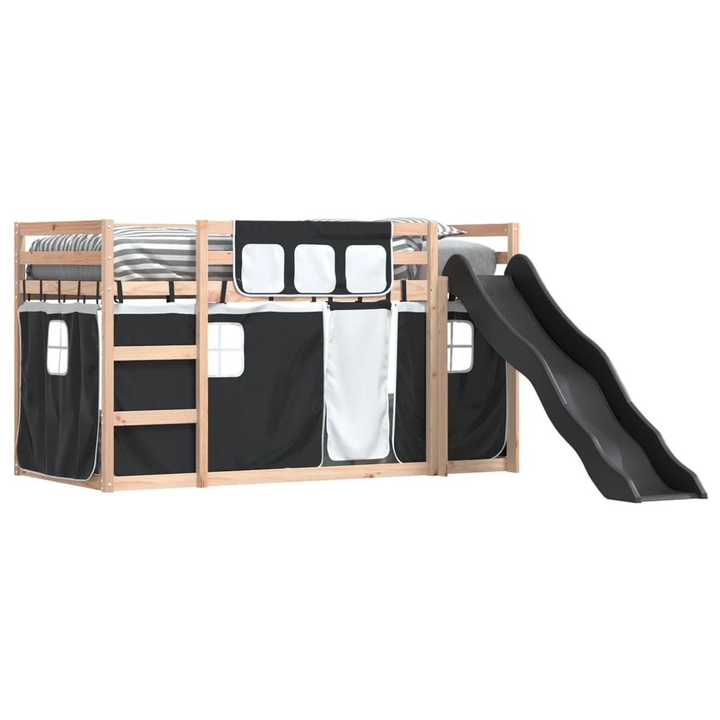 vidaXL Lit superposé sans matelas avec toboggan blanc noir 80x200 cm