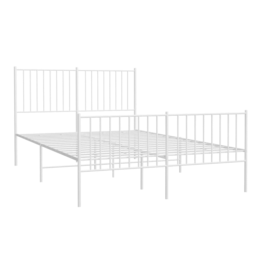 vidaXL Cadre de lit métal sans matelas et pied de lit blanc 140x200 cm