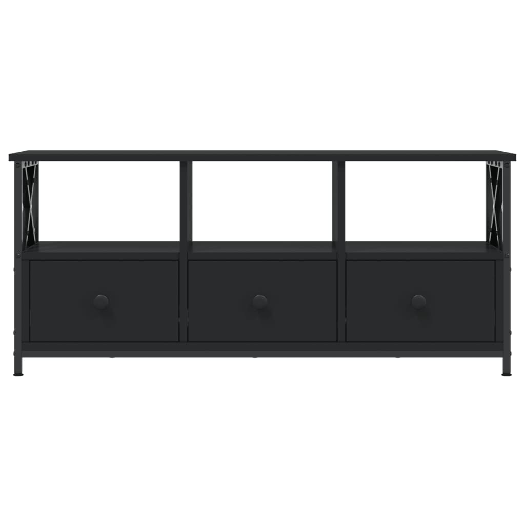 vidaXL Meuble TV noir 102x33x45 cm bois d'ingénierie et fer