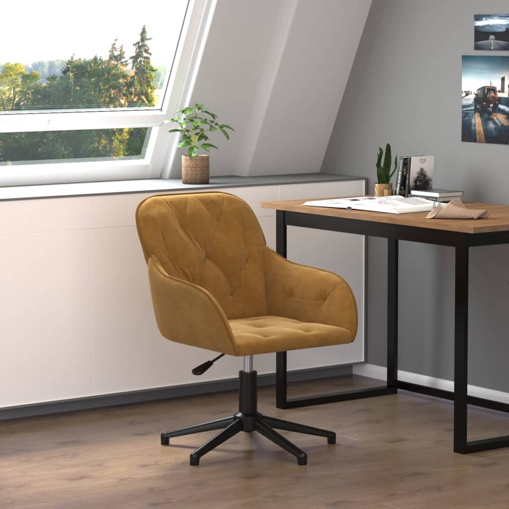 vidaXL Chaise pivotante de bureau Marron Velours