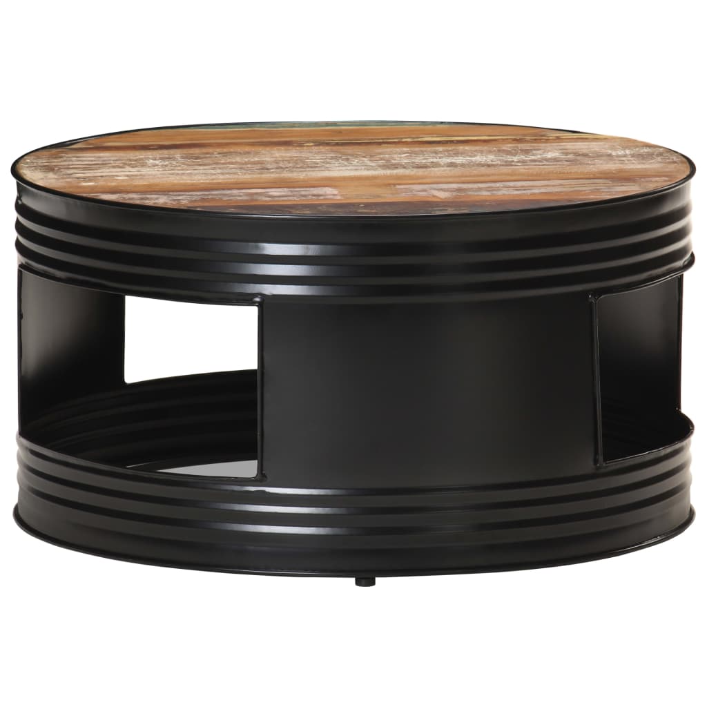 vidaXL Table basse Noir 68x68x36 cm Bois de récupération massif