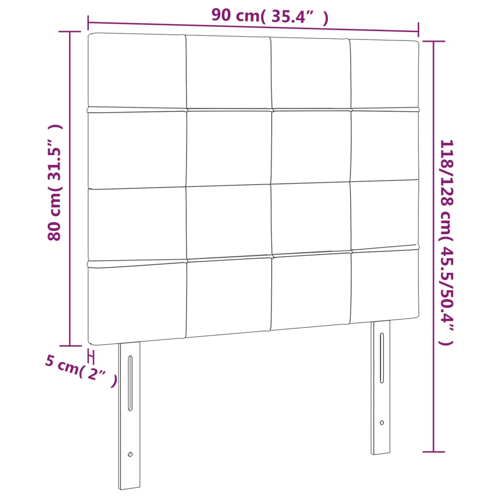 vidaXL Tête de lit à LED Noir 90x5x118/128 cm Velours