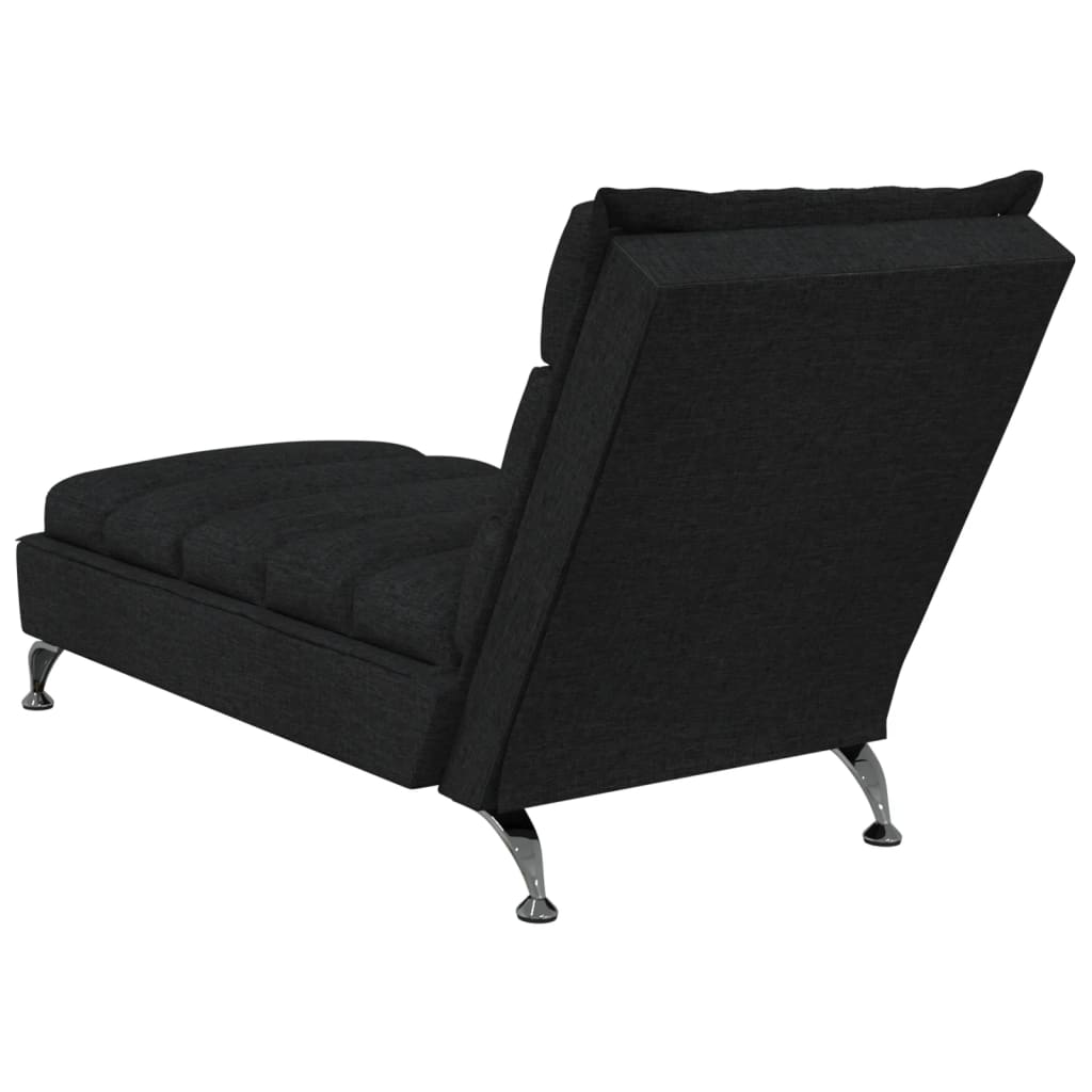 vidaXL Chaise longue avec coussins noir tissu