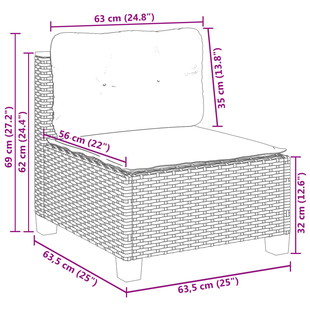 vidaXL Salon de jardin 9 pcs avec coussins gris résine tressée