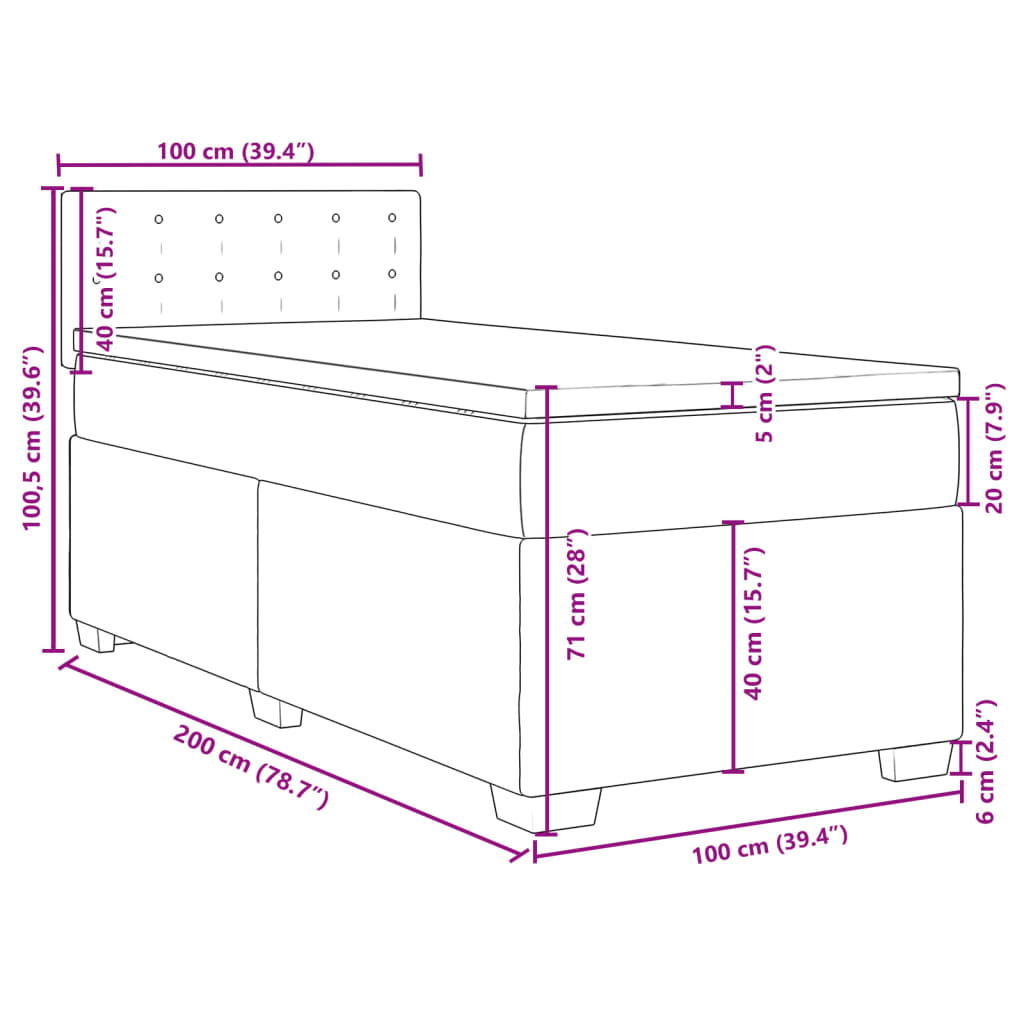 vidaXL Sommier à lattes de lit avec matelas Cappuccino 100x200 cm