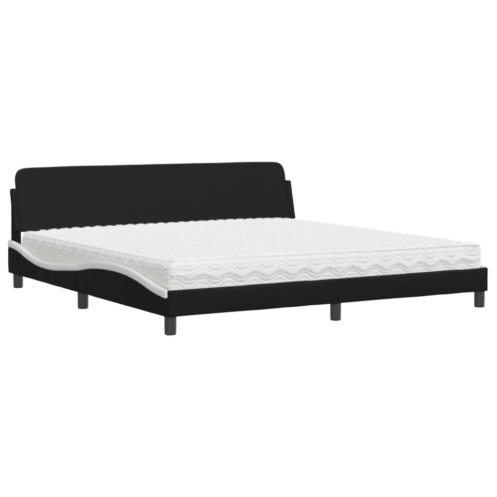 vidaXL Lit avec matelas noir et blanc 200x200 cm similicuir