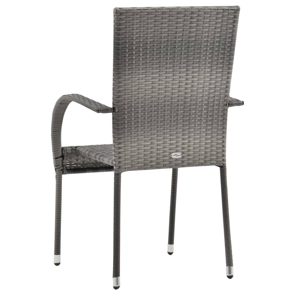 vidaXL Chaises empilables d'extérieur lot de 4 Gris Résine tressée