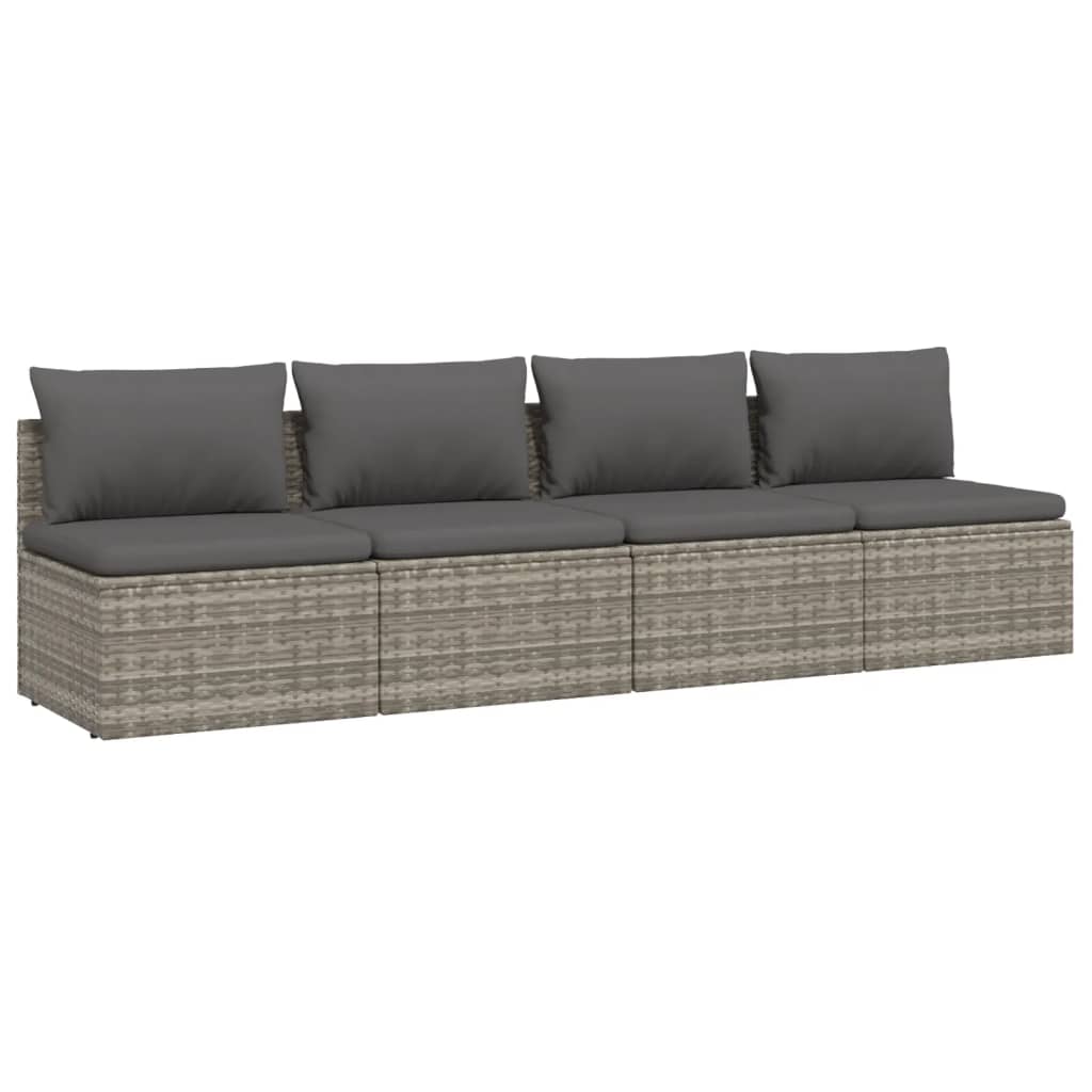 vidaXL Salon de jardin 4 pcs avec coussins Gris Résine tressée