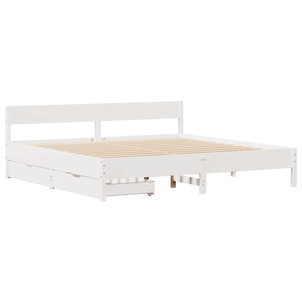 vidaXL Cadre de lit sans matelas blanc 200x200 cm bois massif de pin