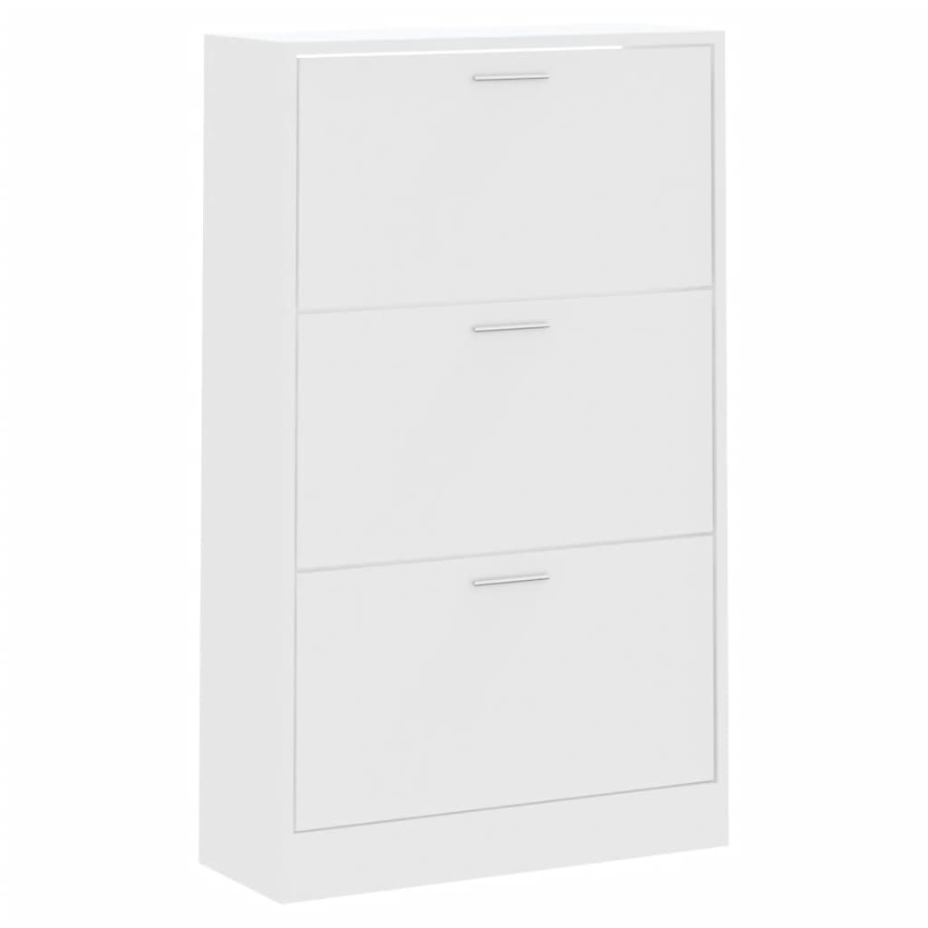 vidaXL Armoire à chaussures Blanc 63x24x103 cm Bois d'ingénierie