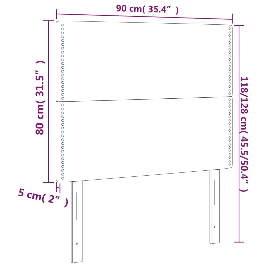 vidaXL Têtes de lit 2 pcs Taupe 90x5x78/88 cm Tissu