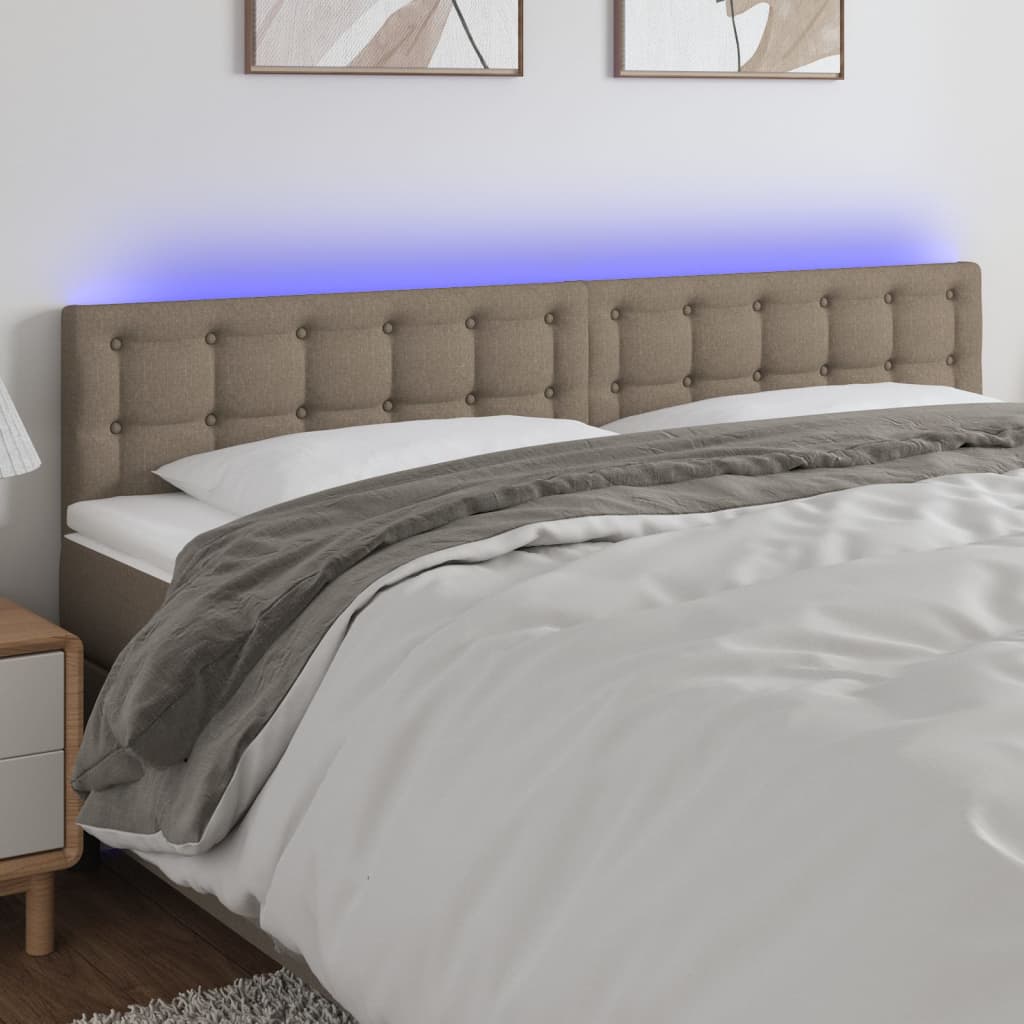 vidaXL Tête de lit à LED Taupe 200x5x78/88 cm Tissu