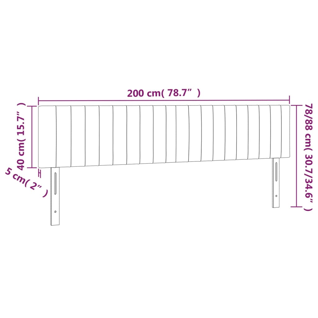 vidaXL Tête de lit à LED Gris foncé 200x5x78/88 cm Tissu