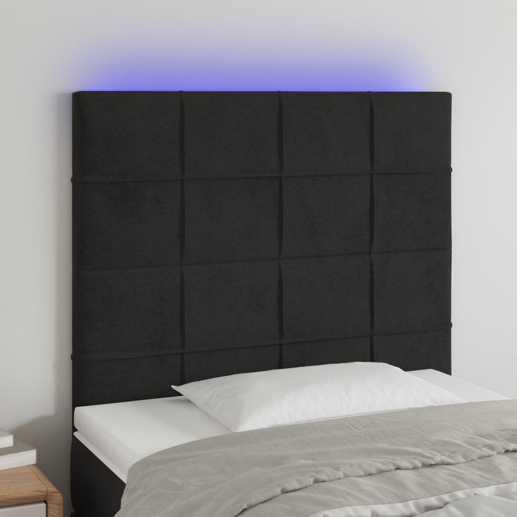 vidaXL Tête de lit à LED Noir 90x5x118/128 cm Velours