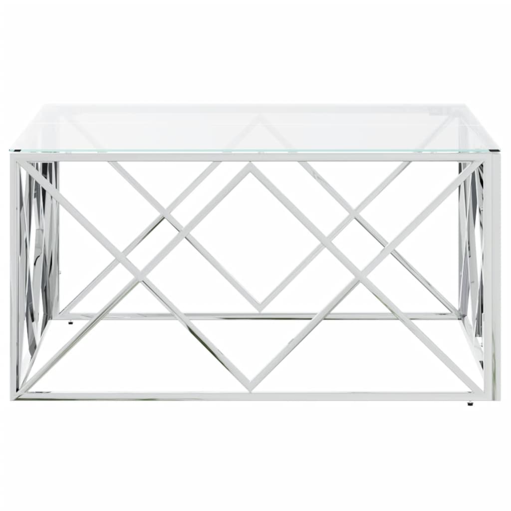 vidaXL Table basse 80x80x40 cm acier inoxydable et verre