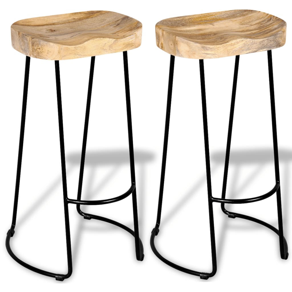 vidaXL Tabourets de bar lot de 2 bois de manguier massif