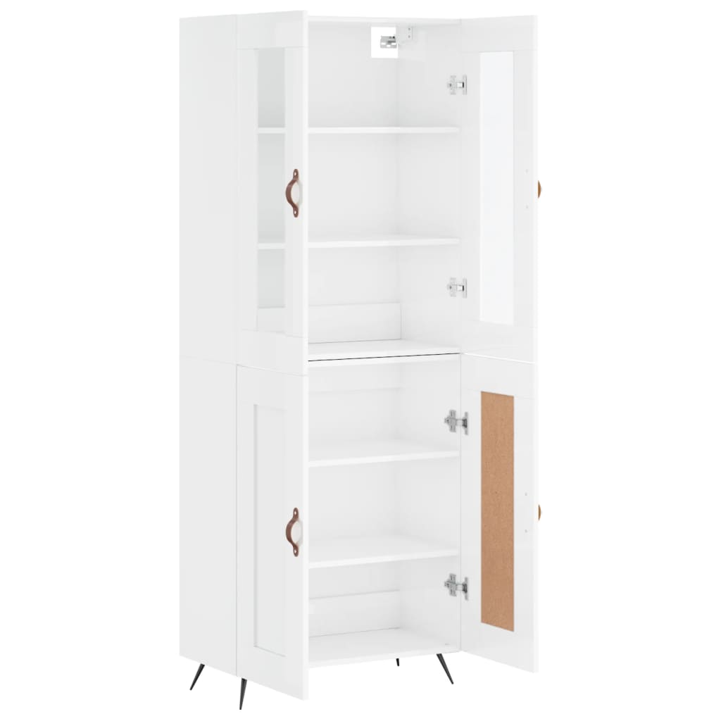 vidaXL Buffet haut Blanc brillant 69,5x34x180 cm Bois d'ingénierie