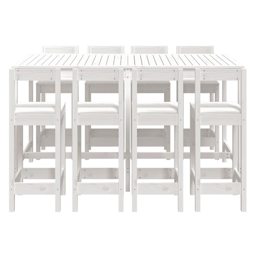 vidaXL Ensemble de bar de jardin 9 pcs blanc bois de pin massif