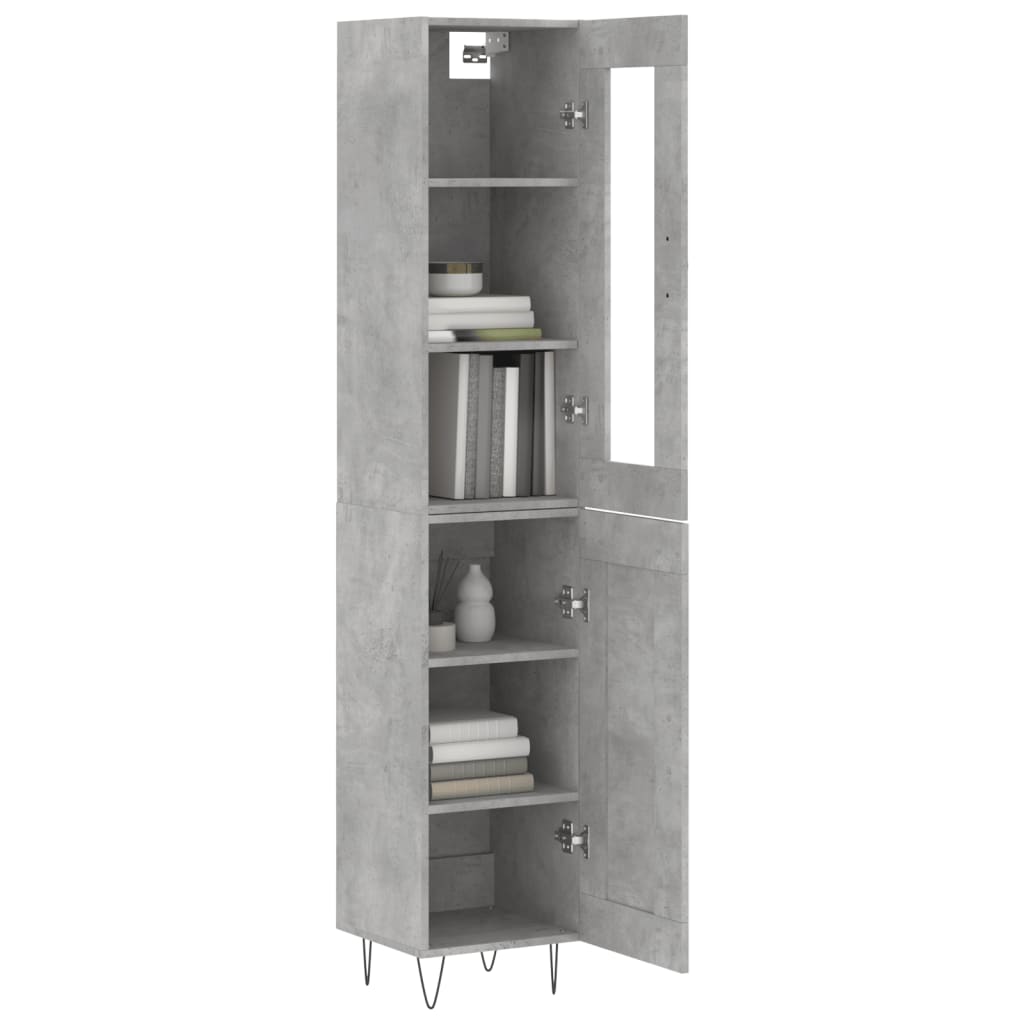 vidaXL Buffet haut Gris béton 34,5x34x180 cm Bois d'ingénierie