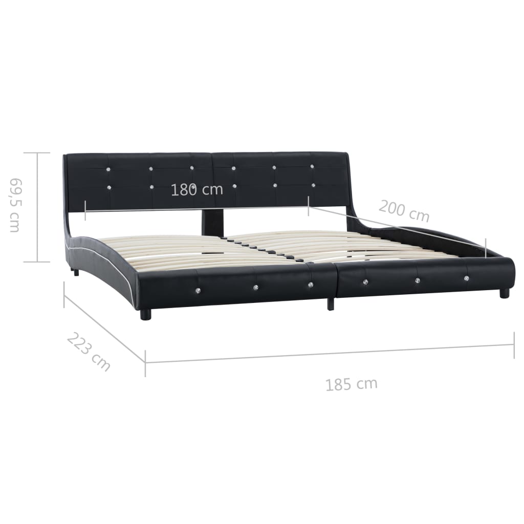 vidaXL Lit avec matelas à mémoire de forme Noir Similicuir 180x200 cm