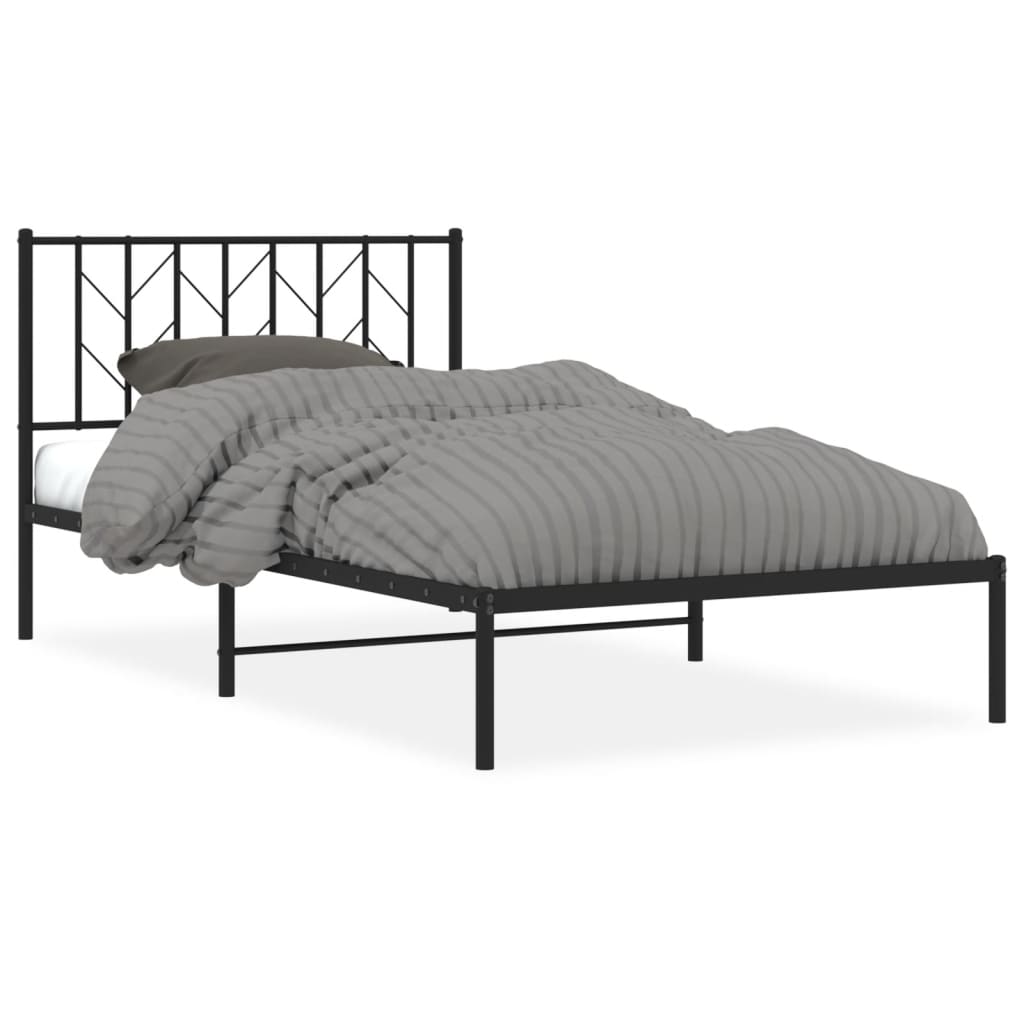 vidaXL Cadre de lit métal sans matelas avec tête de lit noir 107x203cm