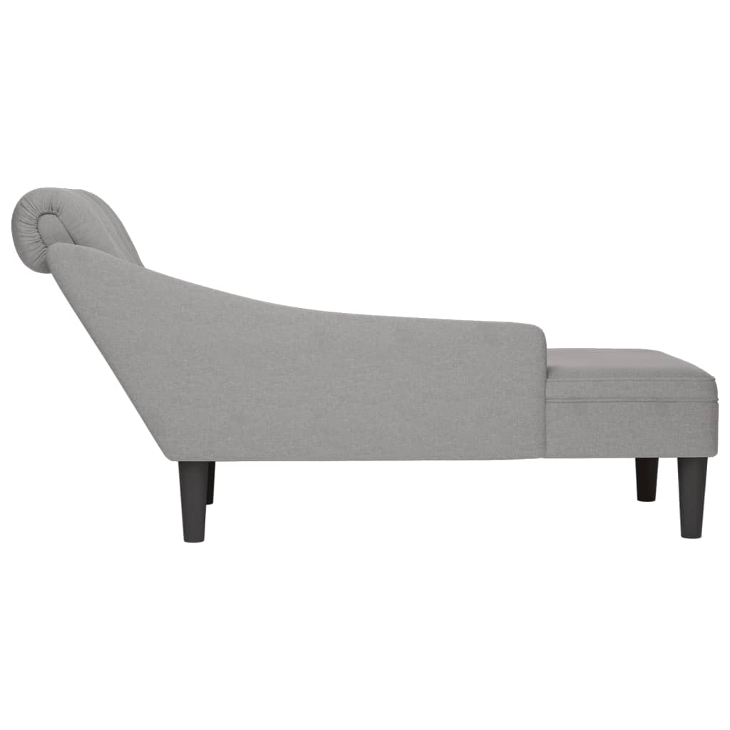 vidaXL Fauteuil long avec coussin et accoudoir droit gris nuage tissu