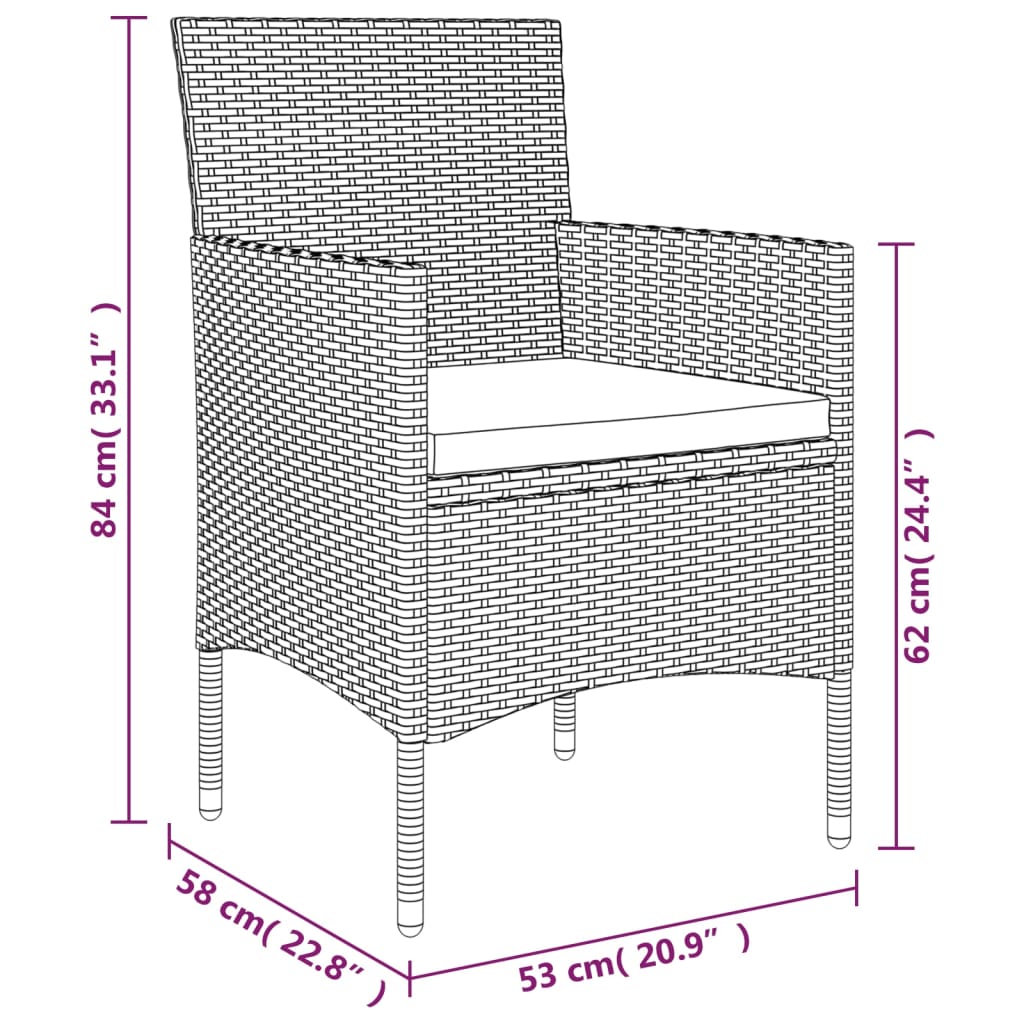 vidaXL Ensemble à manger de jardin avec coussins 5 pcs Noir