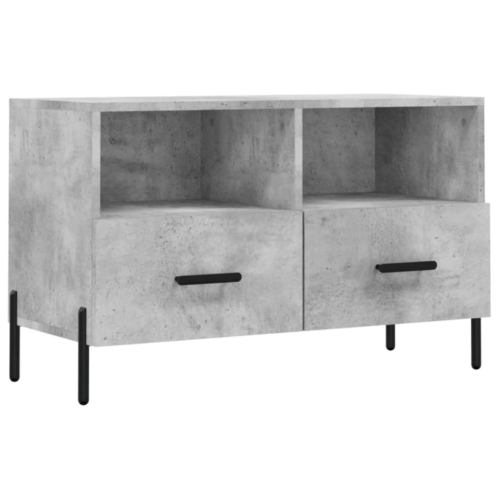 vidaXL Meuble TV Gris béton 80x36x50 cm Bois d'ingénierie