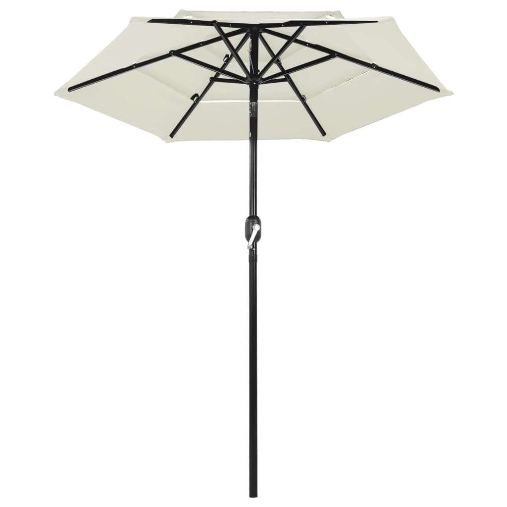 vidaXL Parasol de jardin à 3 niveaux avec mât en aluminium sable 2 m