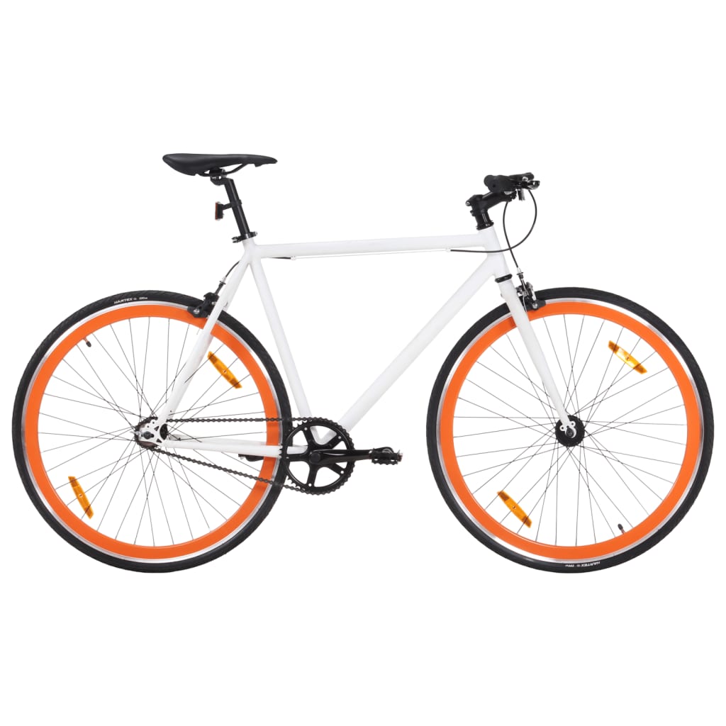 vidaXL Vélo à pignon fixe blanc et orange 700c 55 cm